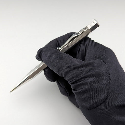 British Vintage Yard O' Red Rolled Silver Hexagon Propelled Pencil in Case